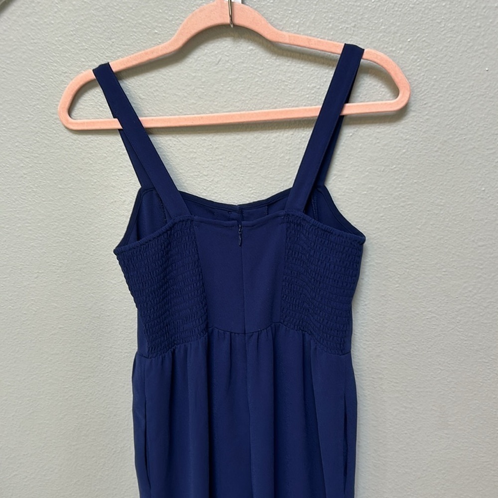 Smocked Button-Front Crop Jumpsuit, Nightfall Nav… - image 7